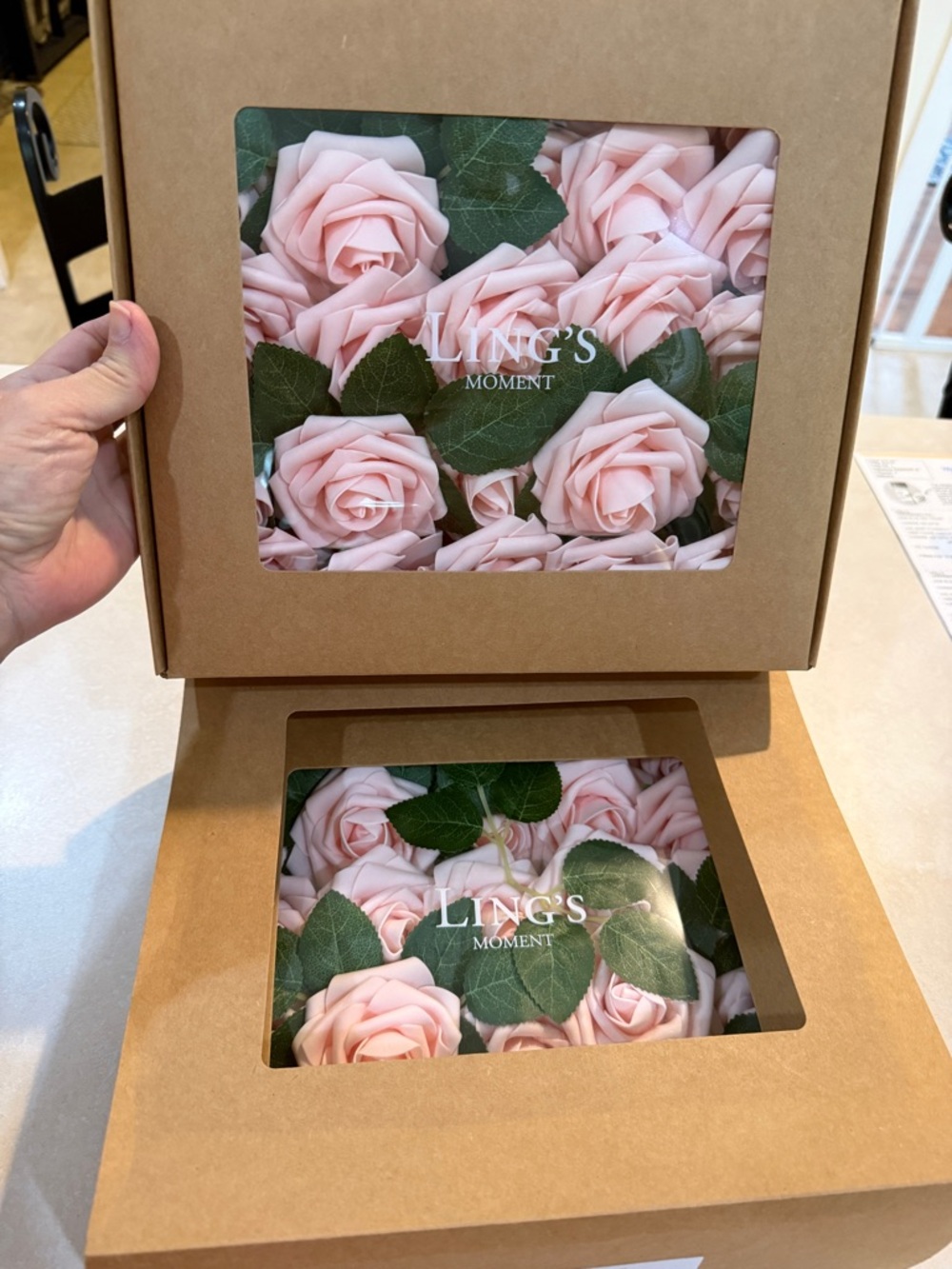 Ling's Moment Beautiful Soft Pink Faux Rose Wired Stems. Wedding Decor - Picture 5 of 12